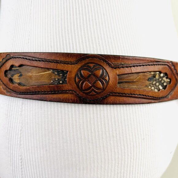 Collectible Chambers Belt Co. Brown Tooled Leather Silver Horse Head Buckle 42" - Picture 5 of 12